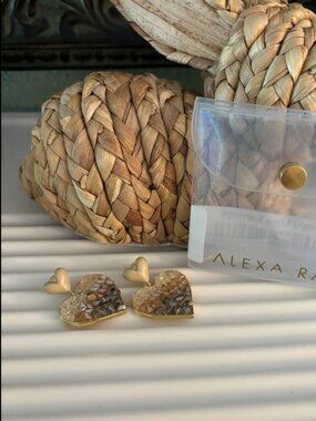 Bar by Alexa Rae Crispy Love Earrings- gold cream